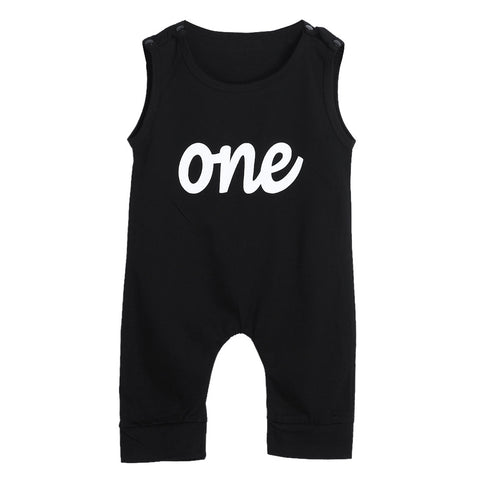 Baby Romper Infant Toddler Kids One Print Black Sleeveless Rompers Jumpsuit Outfit 3 to 24 Months Baby Clothing